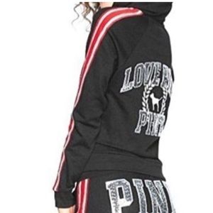 Pink VS | zip up hoodie with rhinestones